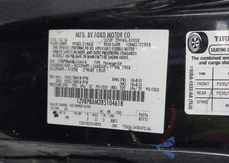 2011 Ford Mustang V6 Premium from USA, damaged, VIN 1ZVBP8AM3B5104618